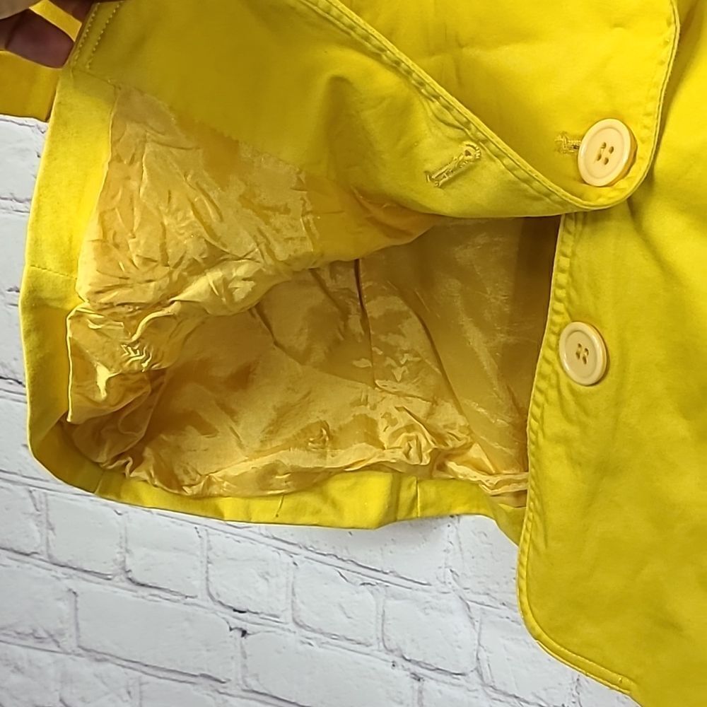 Spiegel Vintage Bright Lemon Yellow Short Sleeve Blazer Fitted Jacket Medium - Picture 6 of 8
